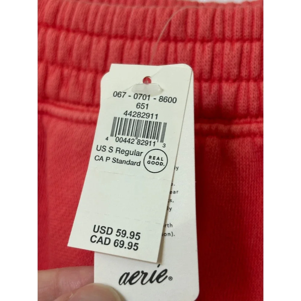 NWT Aerie First Class Fleece Trouser Womens S Rusty Peach Wide Leg Pull On - Picture 4 of 12
